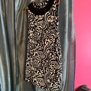 AB Studio Women’s Dress Size 14 Black White Paisley Sheath Knee Length Career